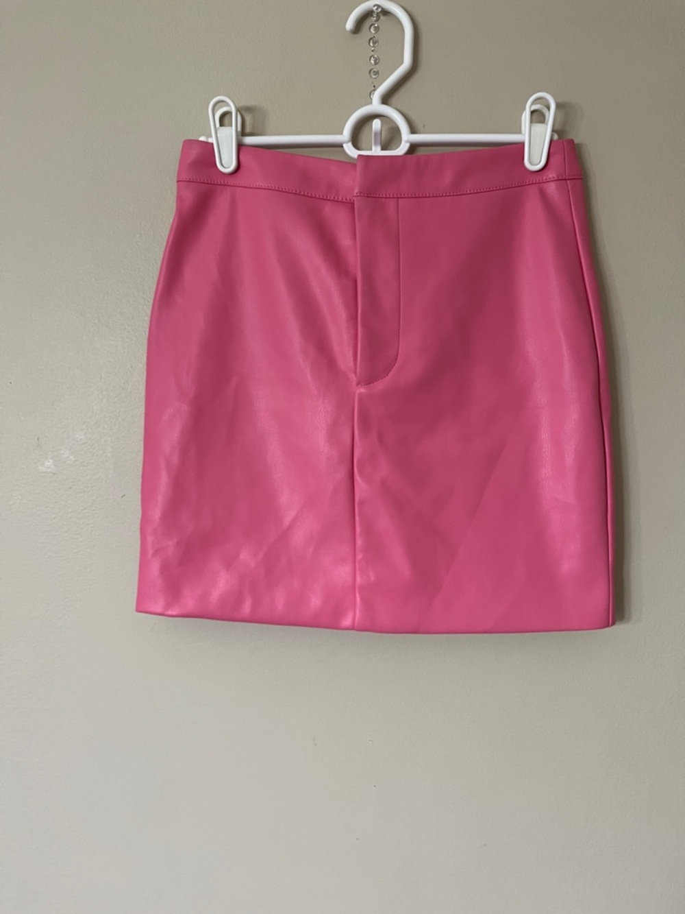 Meshki Pink Faux Leather Mini Skirt